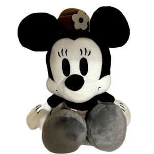 Disney Minnie Mouse Monochrome Black Grey White 15"‎ Plush Stuffed Steamboat